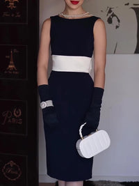 Vivienne Contrast Bow Sleeveless Midi Dress