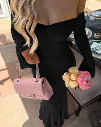 Women's Fashion Sexy Trumpet Sleeve Off-the-shoulder Dress