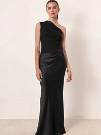 Crossbody Pleated Stitching Satin Skirt
