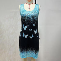 Women's Casual Sundress Summer Beach Dress Graphic Print V Neck Loose Tank Dresses