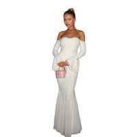 Women's Fashion Sexy Trumpet Sleeve Off-the-shoulder Dress