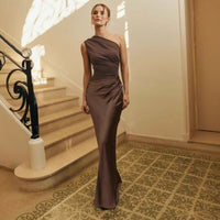 Crossbody Pleated Stitching Satin Skirt
