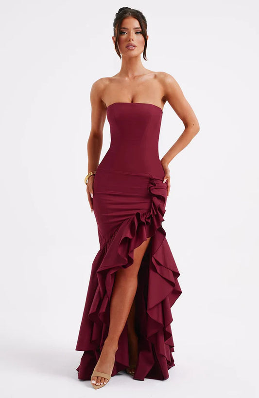 Angelina Maxi Dress by Revalline, elegant women's maxi dress designed for weddings, evening events, and formal occasions.