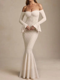 Celeste Off-Shoulder Trumpet Sleeve Maxi Dress