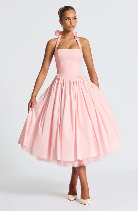 Cressida Midi Dress by Revalline featuring a sleeveless fitted silhouette and elegant midi length for women