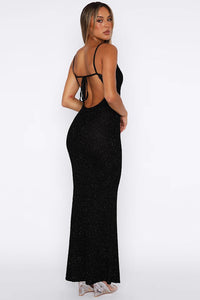 Bodycon Backless Crystal-embellished Strap Dress For Women