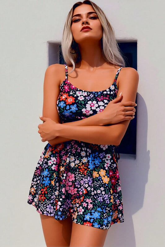Modest women's tankini swimsuit with tummy control and boyshort bottoms, perfect for pool days, tropical holidays, and water sports.