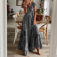 Summer Floral Print A-Line Dress  Women's Waist-Cinching  Mid-Length Dresses