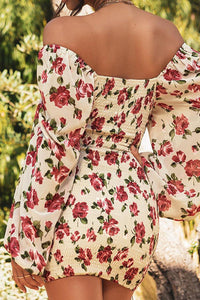 Fold Print Square Neck Long Sleeve Bodycon Mini Dress