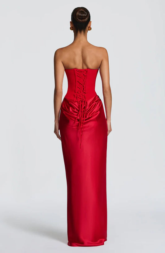 Full-length Maggie Maxi Dress by Revalline designed for wedding guests, cocktail parties, receptions, vacations, and celebrations