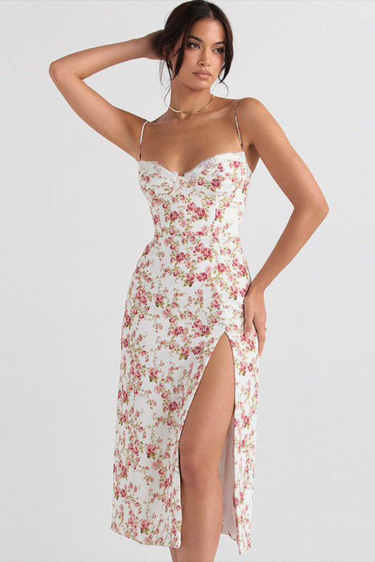 Rosebud Floral Midi Dress for women featuring an elegant floral print and flattering midi-length silhouette