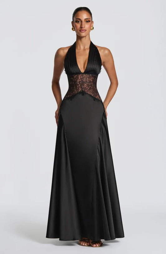 Virella Maxi Dress for women featuring an elegant floor-length silhouette, ideal for weddings, evening parties, formal events, and special occasions by Revalline.